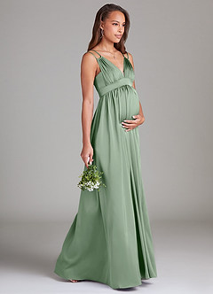 Azazie Emree Abiti da damigella d'onore premaman Abito A-Line Con Tasche Raso Elasticizzato Floor-Length image4