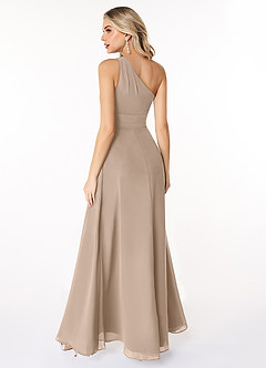 Azazie Dallas Bridesmaid Dresses Taupe A-Line One Shoulder Chiffon Dress image2