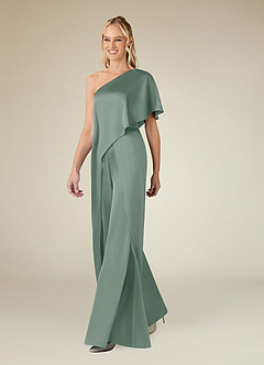 Azazie Hagretta Moeder van de bruid jurken Broekpak Jurk van Stretch Satijn Zilveren Salie image4