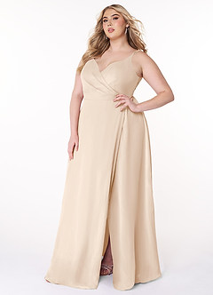 Azazie Lennon Bridesmaid Dresses White Alabaster A-Line Lace Chiffon Dress image10
