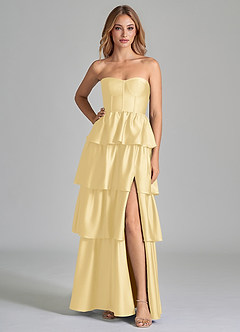 Azazie Faye Bridesmaid Dresses Butter A-Line Ruched Stretch Satin Dress image3