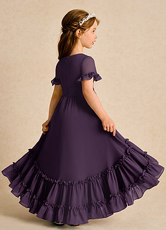 Azazie Kass Flower Girl Dresses Plum A-Line Pleated Chiffon Dress image6