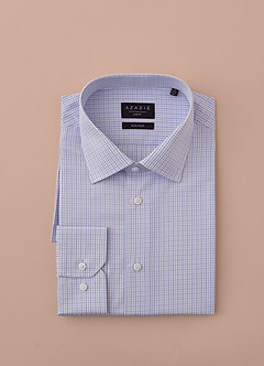 front Aiden White Ice Blue 100% Cotton Non-Iron Striped Dress Shirt