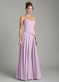 Azazie Gabriela Bridesmaid Dresses Frosted Lilac A-Line Corset Chiffon Dress image5