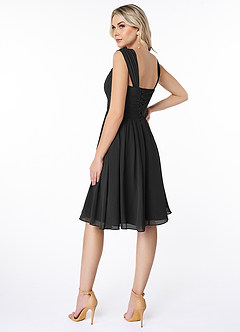 Azazie Angie Bridesmaid Dresses Black A-Line Corset Chiffon Dress image5