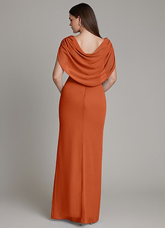 Azazie Hadley Bridesmaid Dresses Burnt Orange Mermaid Pleated Chiffon Dress image1