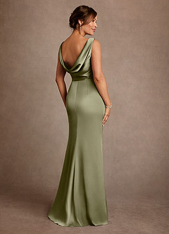 Azazie Baltimore vestidos de madre de la novia Vestido de Pistacho de Satén Elástico de Corte en A con Plisado image2