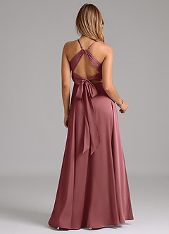 Azazie Evalleen Vestidos de damas de honor Vestido de Amatista de Satén Elástico de Corte en A con Plisado image6