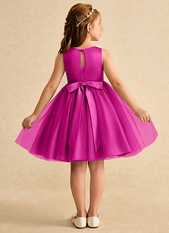 Azazie Prima Flower Girl Dresses Fuchsia A-Line Bow Tulle Dress image2