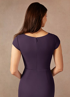 Azazie Renetta Mother of the Bride Dresses Plum Sheath V-Neck Pleated Mesh Dress image7