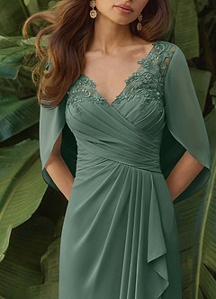 Azazie Santa Clara Mother of the Bride Dresses Eucalyptus A-Line Lace Dress image2