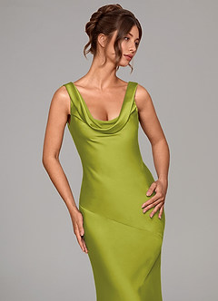 Azazie Rylina Bridesmaid Dresses Lemongrass Mermaid Stretch Satin Dress image7