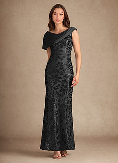 Azazie Marion Mother of the Bride Dresses Black Mermaid Sequins Dress image4