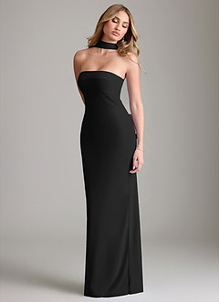 Azazie Lusinda At-home Try On Dresses Black Mermaid Off the Shoulder Chiffon Convertible Dress image7