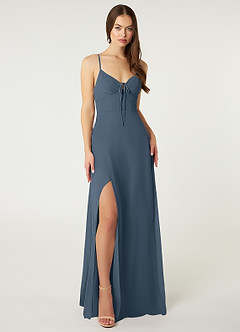 Azazie Minie Final Sale Neptune A-Line Bow Chiffon Dress image3