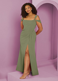 Barbie ♥ Azazie Bridesmaid Dresses Pistachio A-Line Off the Shoulder Chiffon Dress image7