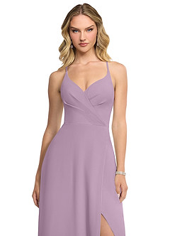 Azazie Davis Bridesmaid Dresses Wisteria A-Line V-Neck Chiffon Dress image4