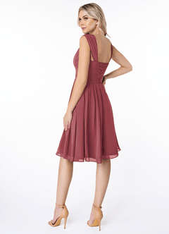 Azazie Angie Abiti da Damigella Abito A-Line in Chiffon Corsetto Merlot image5