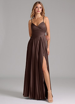 Azazie Vini Abiti da Damigella Abito A-Line in Raso Elasticizzato Plissettato Ganache image4