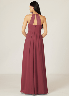 Azazie Sarah Final Sale Merlot Empire Pleated Chiffon Dress image2