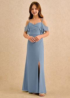 Azazie Pippy Girls Formal Flower Girl Klänningar Klä A-Line i Chiffong Älskling Halsringning image4