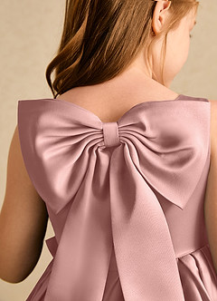 Azazie Jessie Flower Girl Dresses Rose Gold A-Line Bow Matte Satin Dress image8