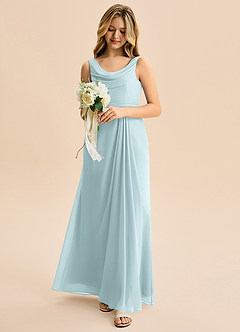 Azazie Evania Junior Linia A Pofałdowany Szyfon Długość podłogi Młodsza druhna Sukienka image5