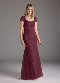 Azazie Marbella vestidos de madre de la novia Vestido de Cabernet de Encaje de Sirena con Reina Ana Lentejuelas image4