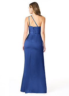 Azazie Eren Bridesmaid Dresses Royal Blue Mermaid One Shoulder Stretch Satin Dress image2