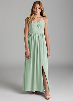 Azazie Zeya Junior Agave A-Line Chiffon Dress image1