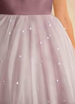 Azazie Esme Robe Demoiselle D'honneur Fillette Robe Princesse en Tulle Arc Mauve Vintage image9