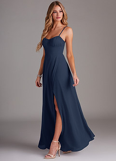 Azazie Breonna Final Sale Dark Navy A-Line Sweetheart Neckline Chiffon Dress image3