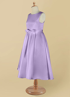 Azazie Coco Flower Girl Dresses Lilac A-Line Bow Matte Satin Dress image10