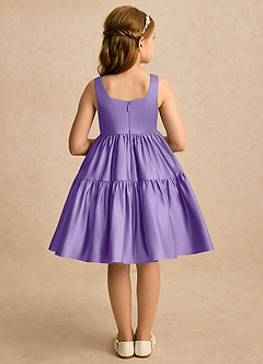 Azazie Myla Blumenmädchenkleider A-Linie Plissee Matte Satin Kleid Tahiti image2
