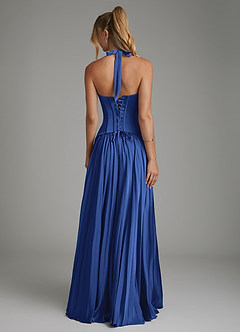 Azazie Piper Bridesmaid Dresses Royal Blue A-Line Corset Stretch Satin Dress image9