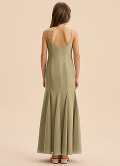 Azazie Evey Junior Abito Sirena in Chiffon Plissettato Verde Muschio image2