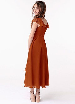 Azazie Posie Junior A-Linie Gestreift Chiffon Kleid Paprika image2