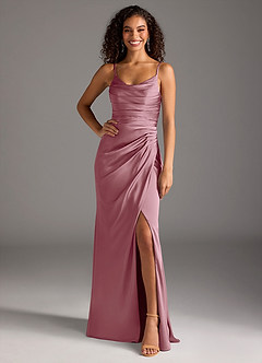 Azazie Deandra Brautjungfernkleider Meerjungfrau-Linie Plissee Stretch-Satin Kleid Vintage Mauve image6
