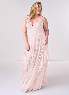 Barbie ♥ Azazie At-home Try On Dresses V-neck Chiffon Tiered A-line Dress image8