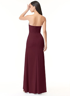 Azazie Darria Vestidos de damas de honor Vestido de Cabernet de Chifón elástico de Corte Recto Convertible con Escote Cuadrado Plisado image2
