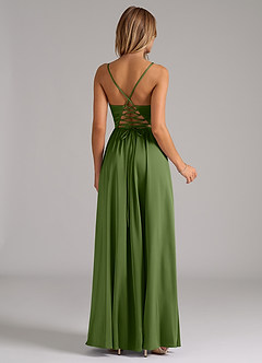 Azazie Aaida Bridesmaid Dresses Juniper A-Line Corset Stretch Satin Dress image6