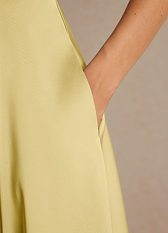 Azazie Niles Mère de la mariée Robes Robe Trapèze en Satin extensible Traînes Sorbet Citron image9