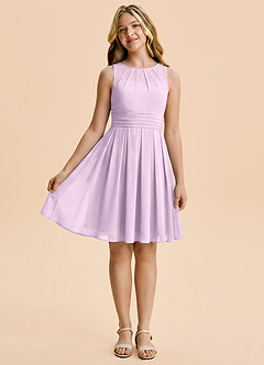 Azazie Bibiane Junior Frosted Lilac A-Line Pleated Chiffon Dress image3