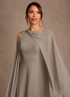 Azazie Liddie vestidos de madre de la novia Vestido de Gris Pardo de Gasa de Corte en A con Plisado image5