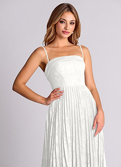 Azazie Mariana Bridesmaid Dresses White A-Line Strapless Floral Burnout Convertible Dress image2