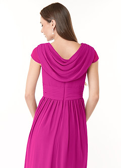 Azazie Organa Vestidos de damas de honor Vestido de Fucsia de Gasa de Corte en A con Plisado image6