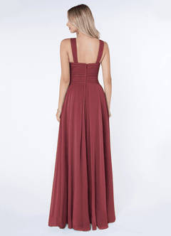 Azazie Kaleigh Jurken voor bruidsmeisjes Jurk van Chiffon met A-Lijn Geplooid Merlot image2