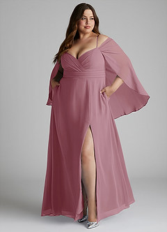 Azazie Cienna Bridesmaid Dresses Vintage Mauve A-Line Off the Shoulder Chiffon Dress image9