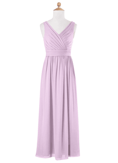 Azazie Kora Junior Frosted Lilac A-Line Pleated Chiffon Dress image5