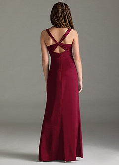 Azazie Mero Junior Burgundy Mermaid Pleated Stretch Satin Dress image5